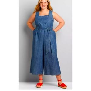 Lane Bryant Square Neck Chambray Jumpsuit 20W